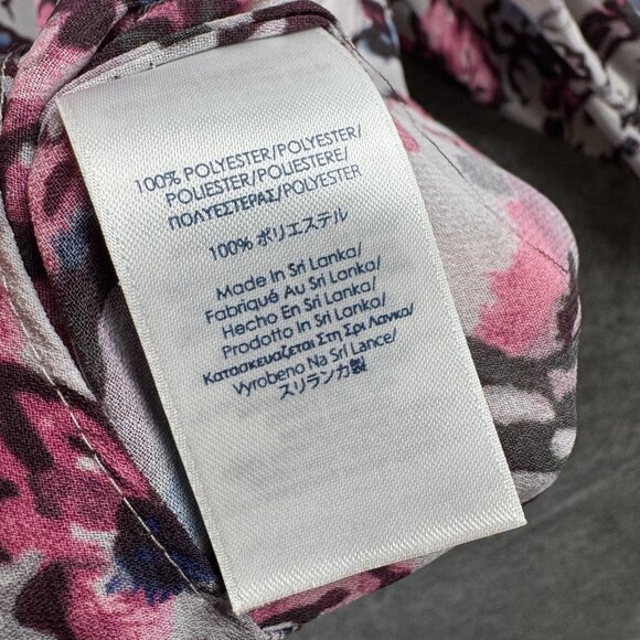 Chaps Top Womens Plus Size 3X Blue Pink Floral Popover Flowy 3/4 Sleeve V Neck - Picture 5 of 8